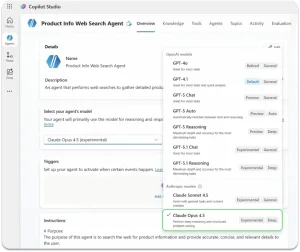 Announcing Claude Opus 4.5 in Microsoft Copilot Studio